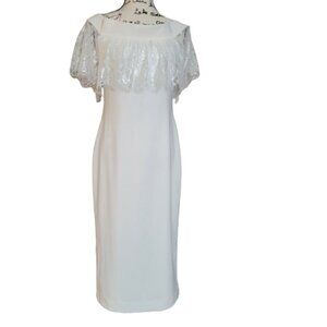 Dress the Population White Off the Shoulder Shift Midi Dress - Size Large